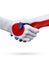 Flags Japan, Czech Republic countries, partnership friendship handshake concept.