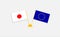 Flags of Japan and the European Union. Meetings. Background and illustrations. 3d