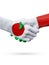 Flags Japan, Italy countries, partnership friendship handshake concept.