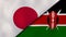The flags of Japan and Kenya. News, reportage, business background. 3d illustration