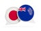 Flags of Japan and new zealand inside chat bubbles