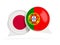 Flags of Japan and portugal inside chat bubbles