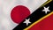 The flags of Japan and Saint Kitts and Nevis. News, reportage, business background. 3d illustration