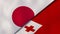 The flags of Japan and Tonga. News, reportage, business background. 3d illustration