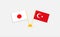 Flags of Japan and Turkey. Meetings. Background and illustrations. 3d