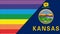 Flags of Kansas and lgbt. sexual concept. flag of sexual minorities