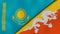 The flags of Kazakhstan and Bhutan. News, reportage, business background. 3d illustration