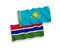 Flags of Kazakhstan and Republic of Gambia on a white background