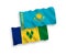 Flags of Kazakhstan and Saint Vincent and the Grenadines on a white background
