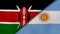 The flags of Kenya and Argentina. News, reportage, business background. 3d illustration