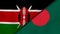 The flags of Kenya and Bangladesh. News, reportage, business background. 3d illustration