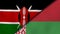 The flags of Kenya and Belarus. News, reportage, business background. 3d illustration