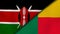 The flags of Kenya and Benin. News, reportage, business background. 3d illustration