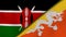 The flags of Kenya and Bhutan. News, reportage, business background. 3d illustration