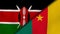 The flags of Kenya and Cameroon. News, reportage, business background. 3d illustration