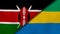 The flags of Kenya and Gabon. News, reportage, business background. 3d illustration