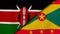 The flags of Kenya and Grenada. News, reportage, business background. 3d illustration
