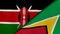 The flags of Kenya and Guyana. News, reportage, business background. 3d illustration