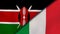 The flags of Kenya and Italy. News, reportage, business background. 3d illustration