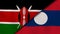 The flags of Kenya and Laos. News, reportage, business background. 3d illustration