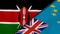 The flags of Kenya and Tuvalu. News, reportage, business background. 3d illustration