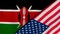 The flags of Kenya and United States. News, reportage, business background. 3d illustration