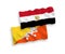 Flags of Kingdom of Bhutan and Egypt on a white background