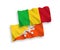 Flags of Kingdom of Bhutan and Mali on a white background