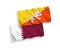 Flags of Kingdom of Bhutan and Qatar on a white background