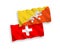 Flags of Kingdom of Bhutan and Switzerland on a white background