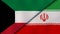 The flags of Kuwait and Iran. News, reportage, business background. 3d illustration