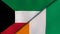 The flags of Kuwait and Ivory Coast. News, reportage, business background. 3d illustration