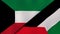 The flags of Kuwait and Palestine. News, reportage, business background. 3d illustration