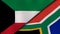 The flags of Kuwait and South Africa. News, reportage, business background. 3d illustration