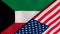 The flags of Kuwait and United States. News, reportage, business background. 3d illustration