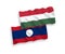 Flags of Laos and Hungary on a white background