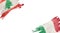 Flags of Lebanon and Italy on white background