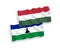 Flags of Lesotho and Hungary on a white background