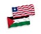 Flags of Liberia and Palestine on a white background
