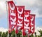 Flags with the logo of Kentucky Fried Chicken