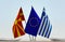 Flags of Macedonia European Union and Greece