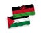 Flags of Malawi and Palestine on a white background