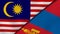 The flags of Malaysia and Mongolia. News, reportage, business background. 3d illustration