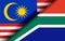 Flags of the Malaysia and South Africa divided diagonally