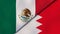 The flags of Mexico and Bahrain. News, reportage, business background. 3d illustration