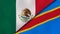 The flags of Mexico and DR Congo. News, reportage, business background. 3d illustration