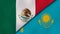 The flags of Mexico and Kazakhstan. News, reportage, business background. 3d illustration