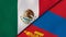 The flags of Mexico and Mongolia. News, reportage, business background. 3d illustration