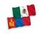 Flags of Mexico and Mongolia on a white background