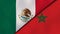 The flags of Mexico and Morocco. News, reportage, business background. 3d illustration